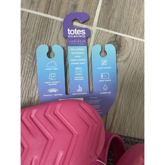 Totes SolBounce Hot Pink Kids Splash/Play Water Shoes Slip on Clogs NWT Size 4-5 - Picture 5 of 6